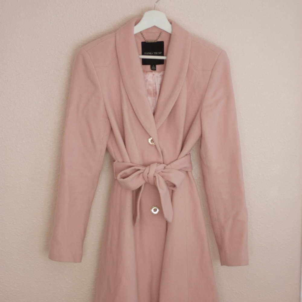 Ivanka Trump Pink Wool Blend Midi Coat